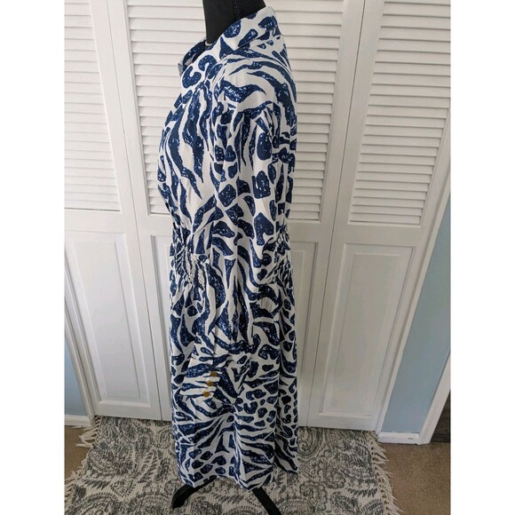 Girl Soul Dress Women's 3X Abstract Blue White Print Western Fit & Flare Midi - Picture 5 of 12